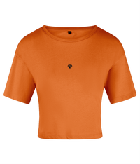Orange TriDri® womens activewear crop top t-shirt with Gymplode icon logo