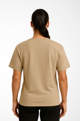 Womens Gymplode Oversized Vintage unisex t-shirt with no print, back view with model