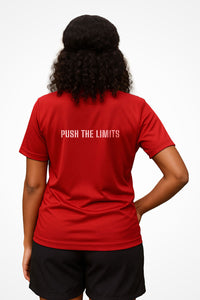 Womens Gymplode Push The Limits unisex sports t-shirt, back view with model
