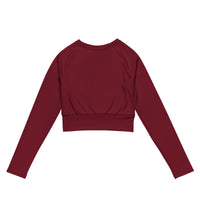 Womens Gymplode Rouge long sleeve sports crop top with no print, back view