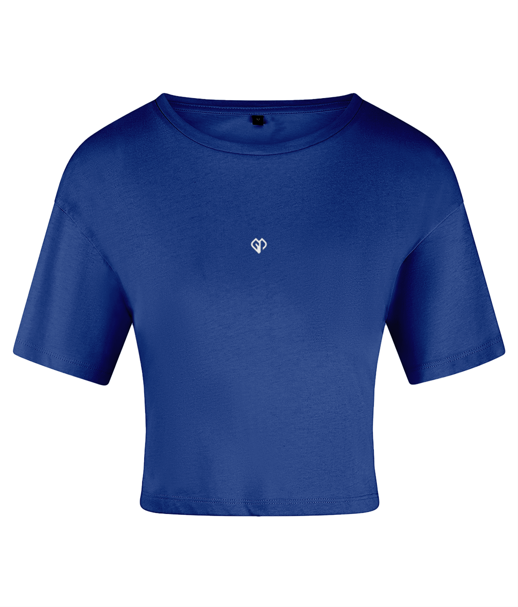 Royal TriDri® womens activewear crop top t-shirt with Gymplode icon logo