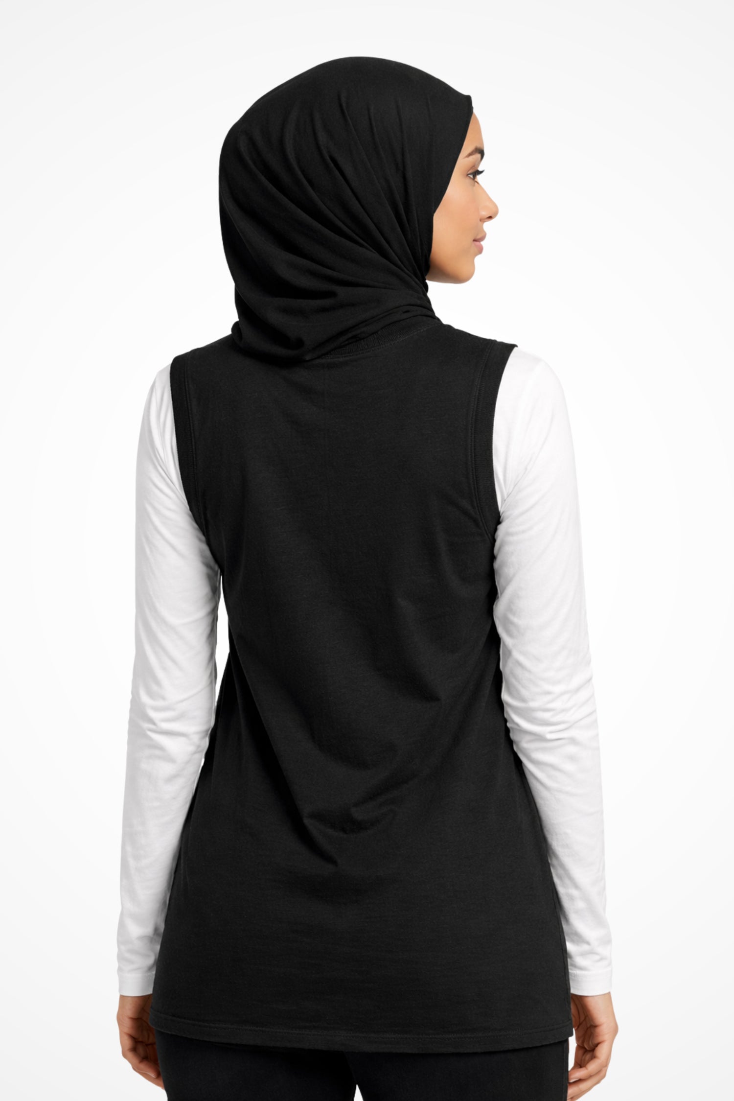 Womens Gymplode Running on Empty comfort fit tank top with no print, back view with model