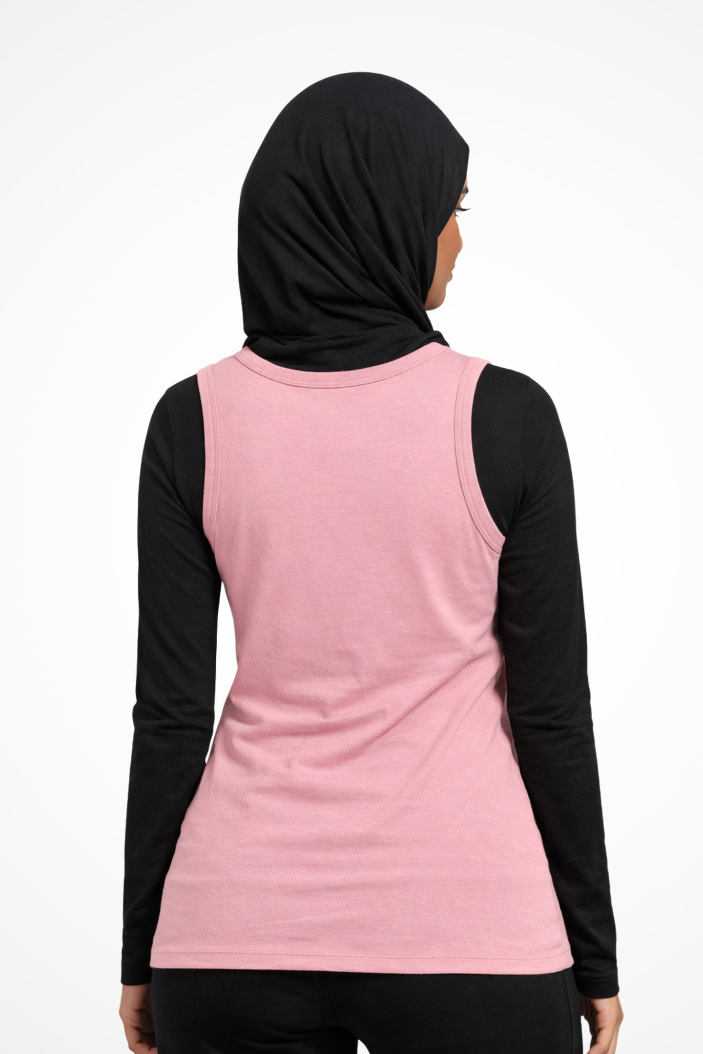 Womens Gymplode Self Love Club girlie fit tank top with no print, back view with model