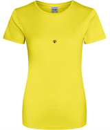 Sun yellow AWDis eco womens girlie fit workout t-shirt with Gymplode icon logo