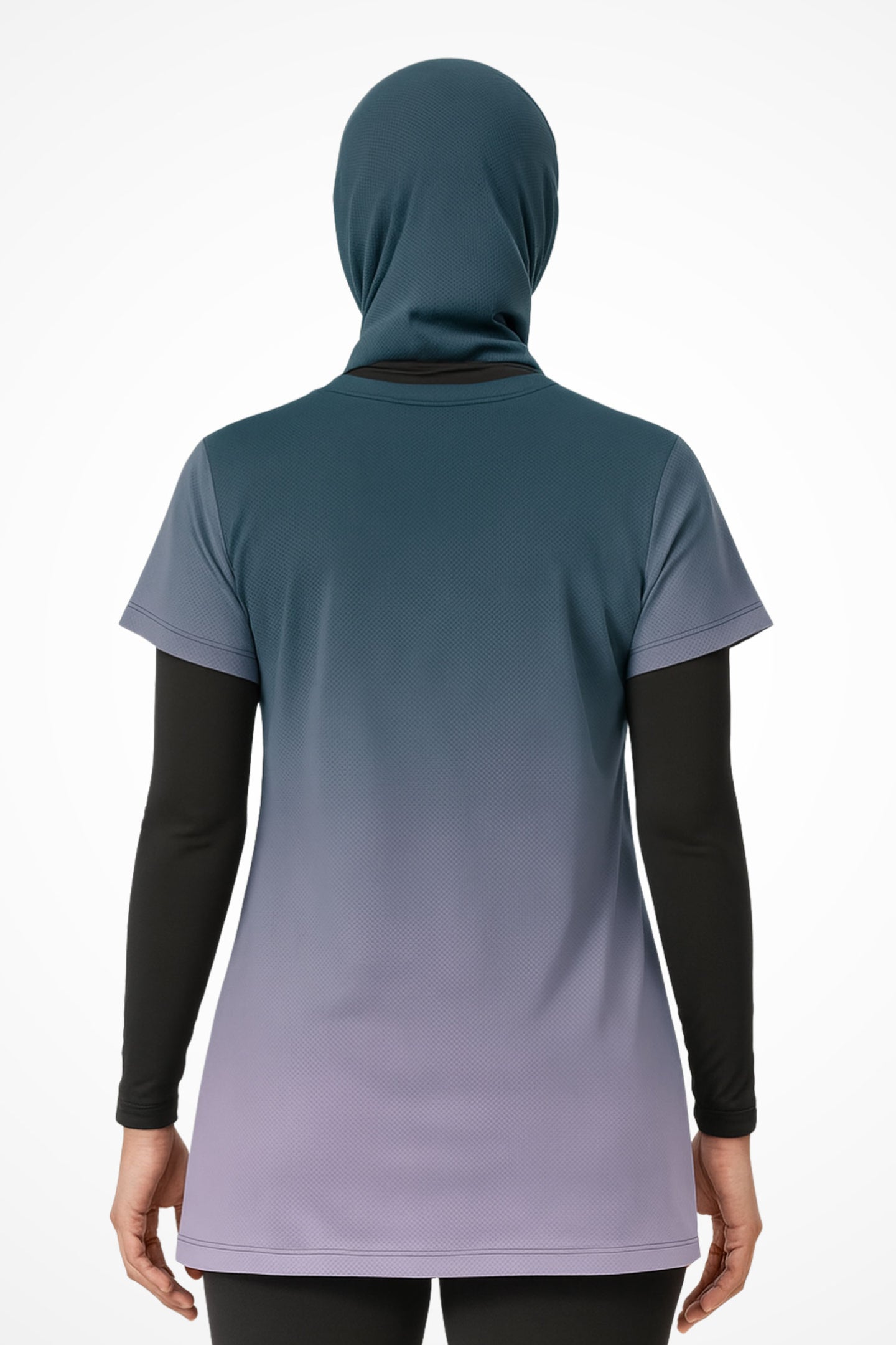 Womens Gymplode Twilight regular fit sports t-shirt with no print, back view with model