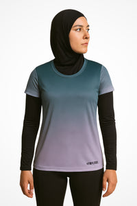 Womens Twilight regular fit sports t-shirt with Gymplode signature logo, front view with model