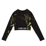 Womens Zesty long sleeve sports crop top with Gymplode sig logo, back view