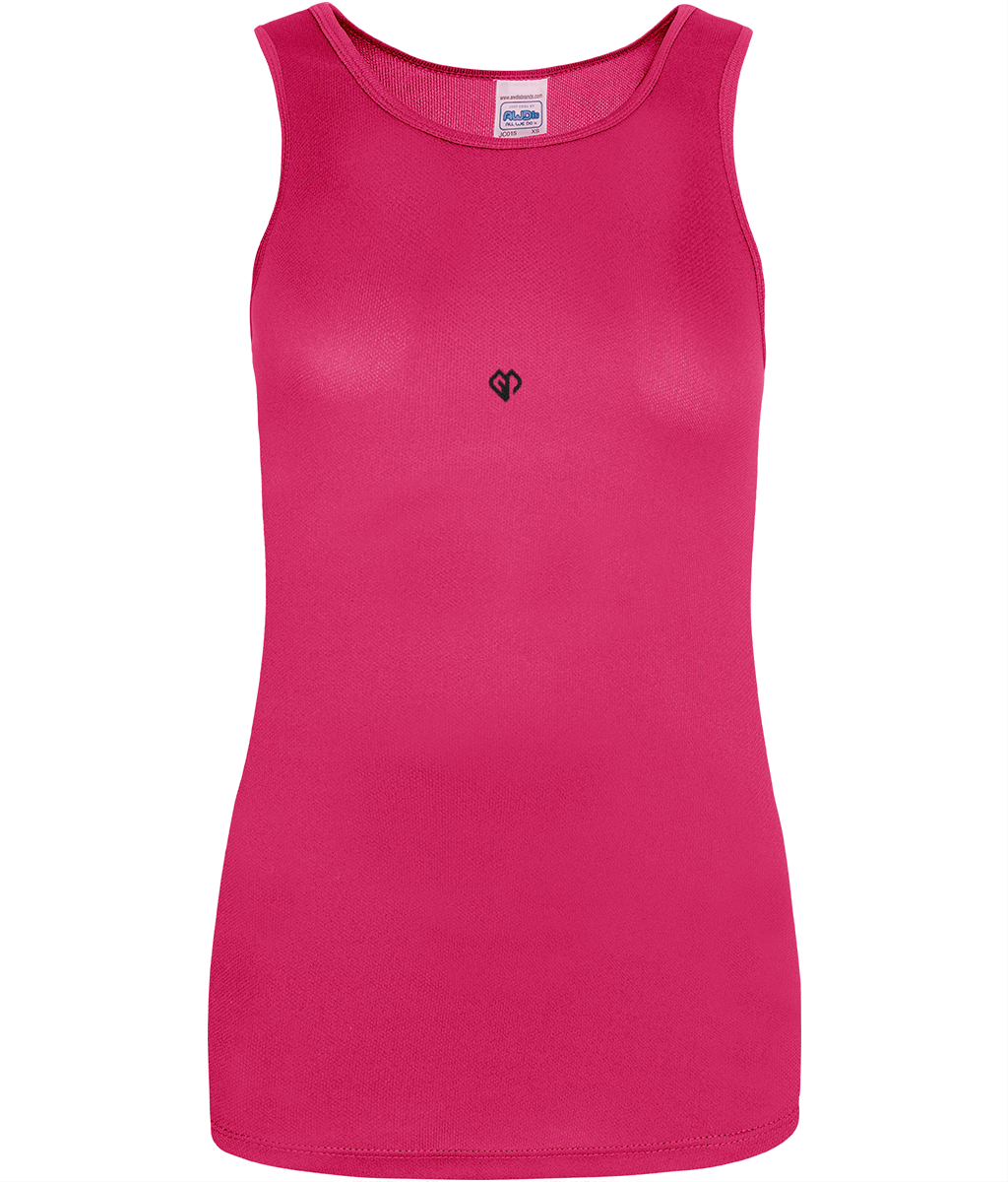 Womens hot pink AWDis girlie fit just cool vest with Gymplode icon logo