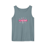 Womens ice blue Prismatic relaxed fit tank top with Gymplode signature logo