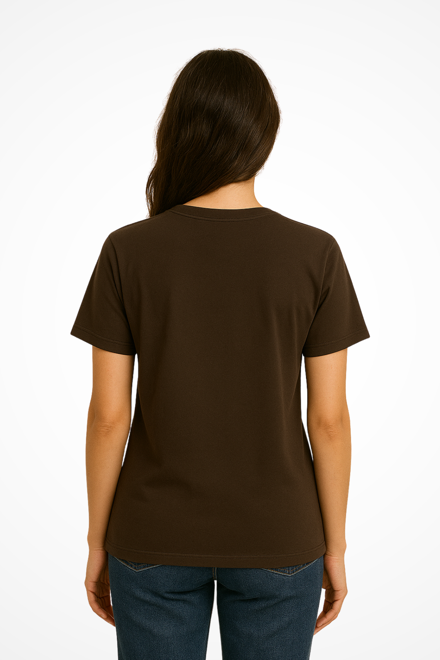 Womens Just Don't Quit relaxed fit Gymplode t-shirt with no print, back view with model