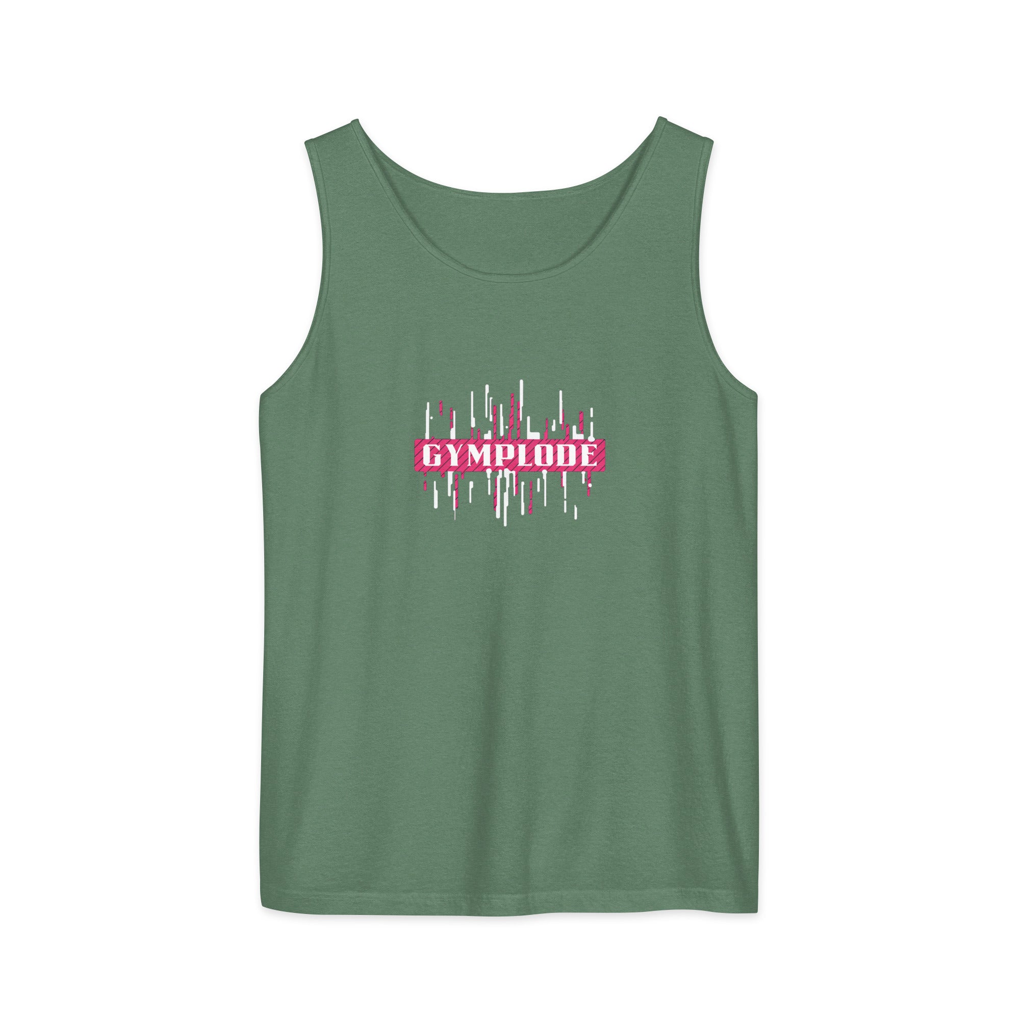 Womens light green Prismatic relaxed fit tank top with Gymplode signature logo