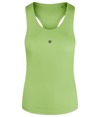 Womens lightning green TriDri® recycled racerback vest with Gymplode icon imprint