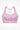 Womens pastel pink longline sports bra with Gymplode icon logo, front view