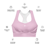 Womens pastel pink Gymplode longline sports bra key features