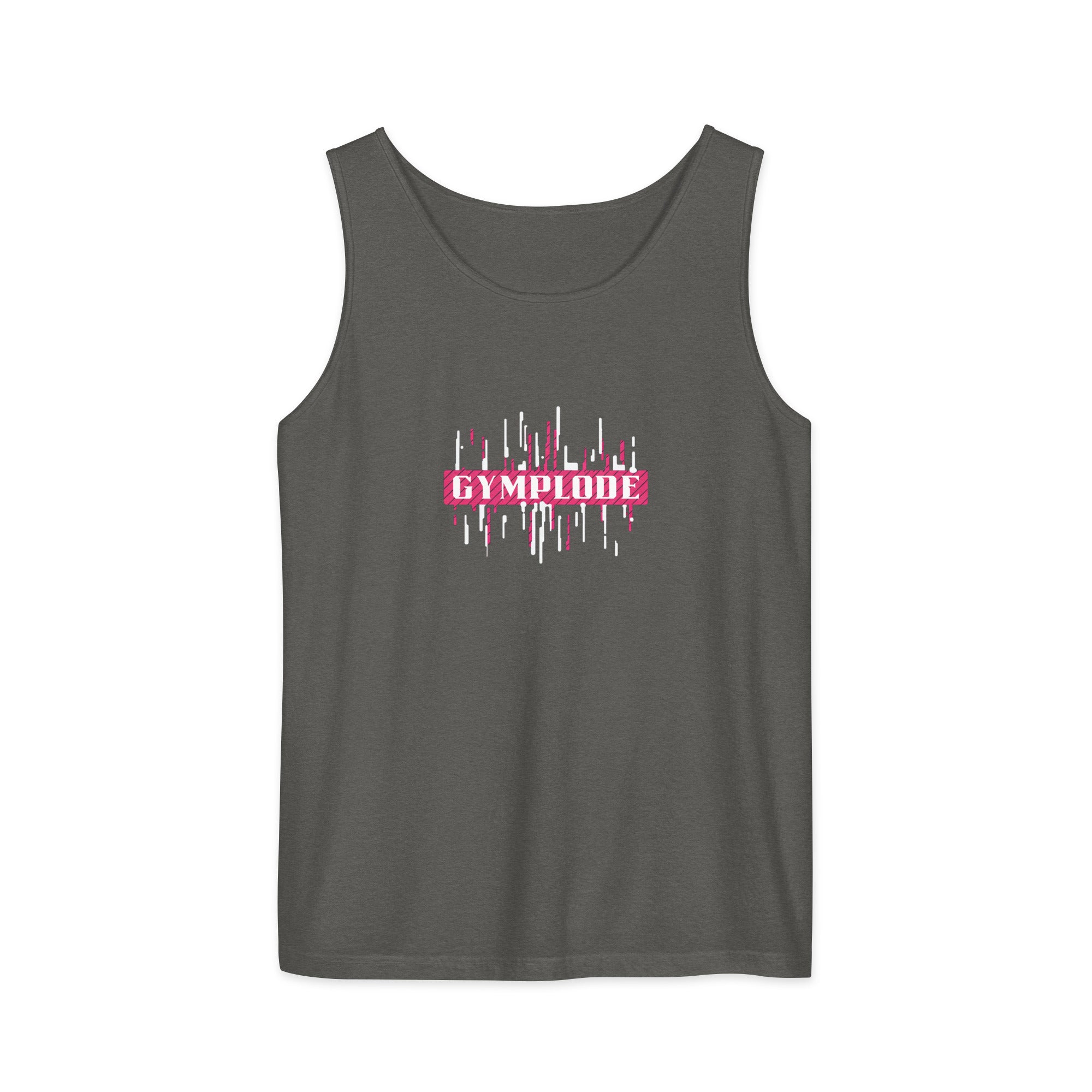 Womens pepper Prismatic relaxed fit tank top with Gymplode signature logo