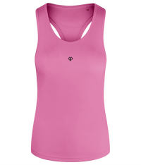 Womens pink melange TriDri® recycled racerback vest with Gymplode icon imprint