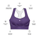 Womens purple Gymplode longline sports bra key features