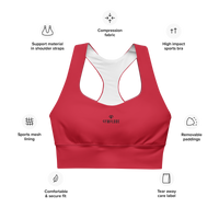 Womens red Gymplode longline sports bra key features