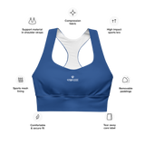 Womens regal blue Gymplode longline sports bra key features