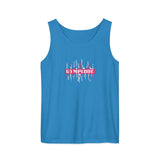 Womens royal caribe Prismatic relaxed fit tank top with Gymplode signature logo