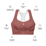 Womens rust clay Gymplode longline sports bra key features