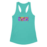 Womens tahiti blue Retro girlie fit racerback tank top with Gymplode sig logo