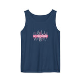 Womens true navy Prismatic relaxed fit tank top with Gymplode signature logo