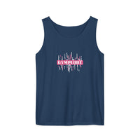 Womens true navy Prismatic relaxed fit tank top with Gymplode signature logo