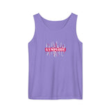 Womens violet Prismatic relaxed fit tank top with Gymplode signature logo
