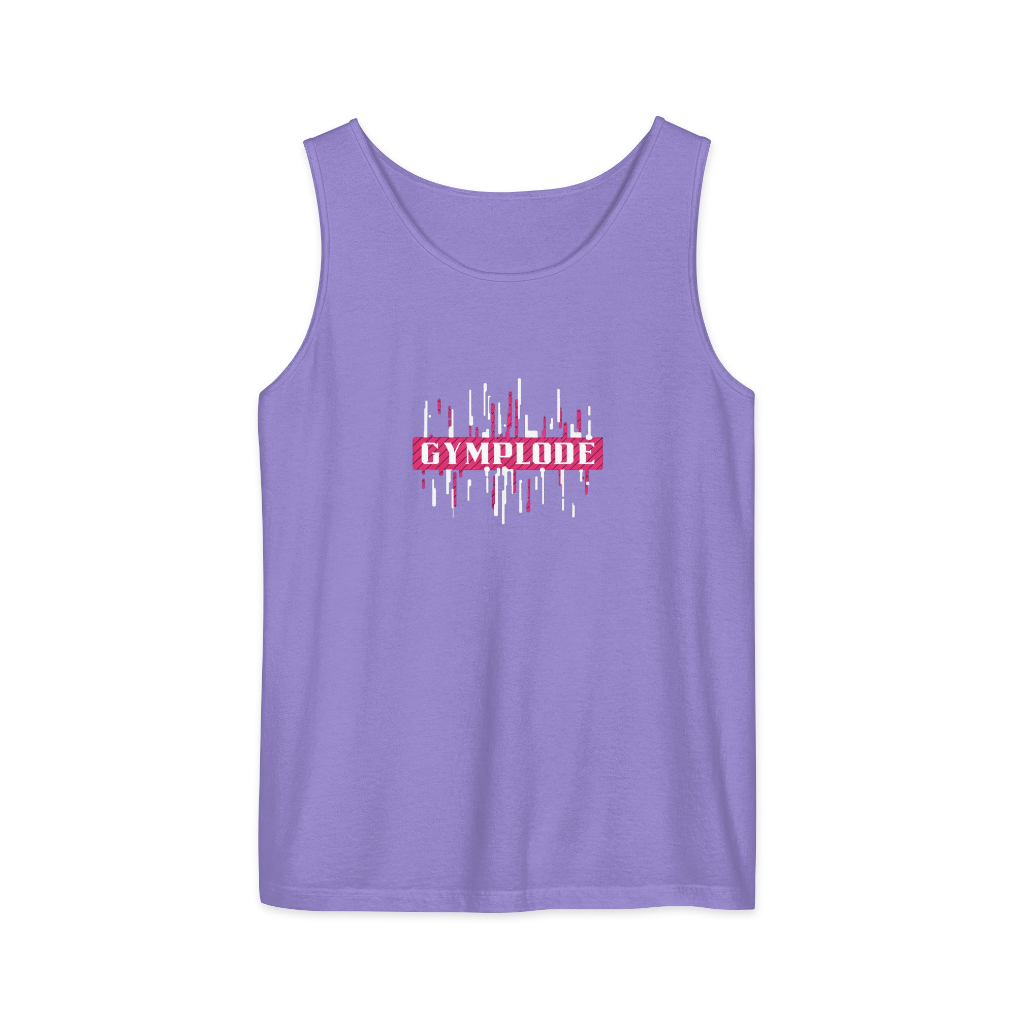 Womens violet Prismatic relaxed fit tank top with Gymplode signature logo
