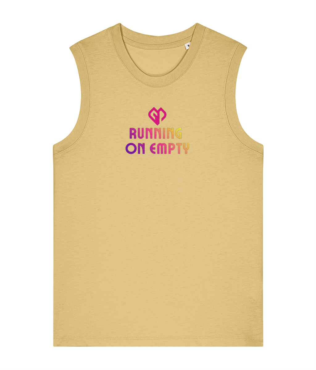 Womens viva yellow Running on Empty comfort fit tank top with Gymplode icon logo