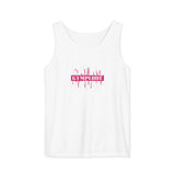 Womens white Prismatic relaxed fit tank top with Gymplode signature logo