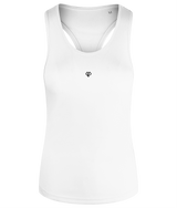 Womens white TriDri® recycled racerback vest with Gymplode icon imprint