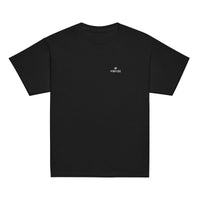 Youth classic fit unisex black t-shirt with Gymplode dual mark imprint