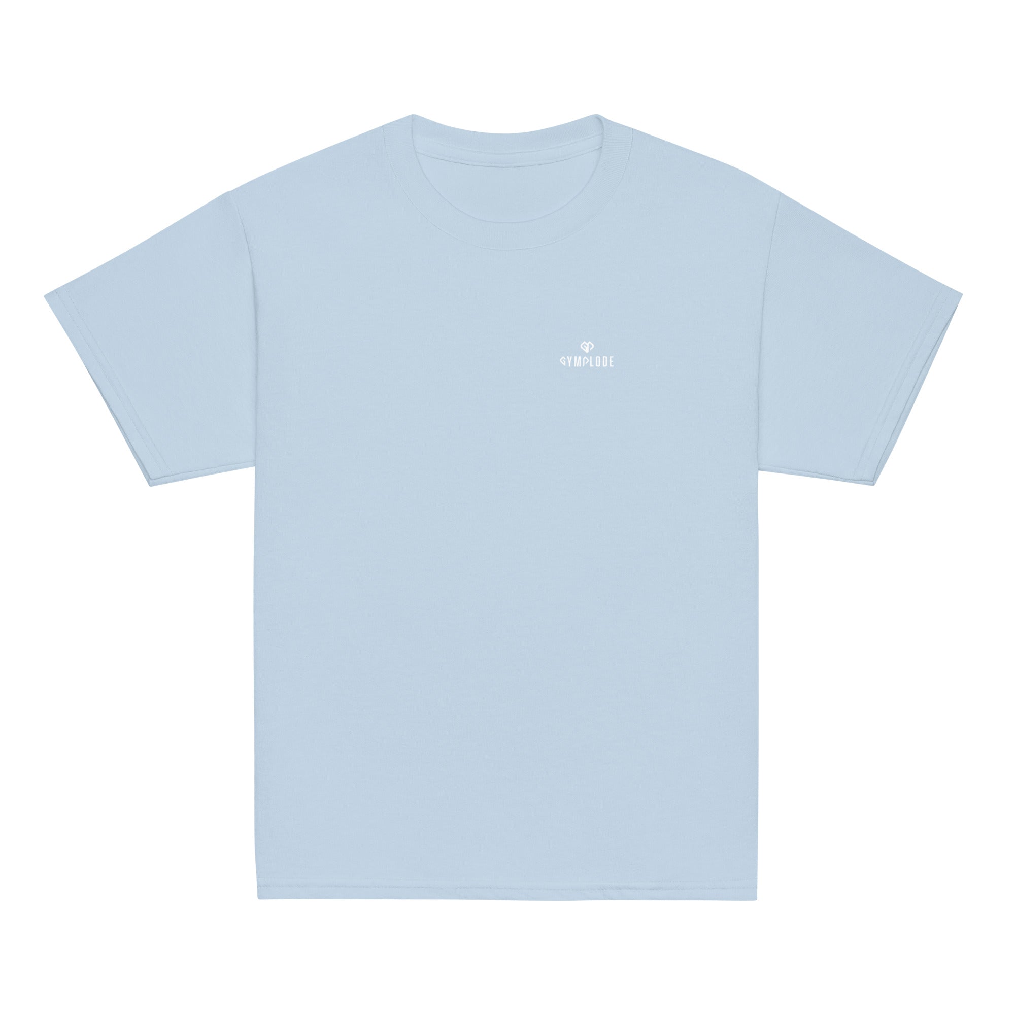 Youth classic fit unisex light blue t-shirt with Gymplode dual mark imprint