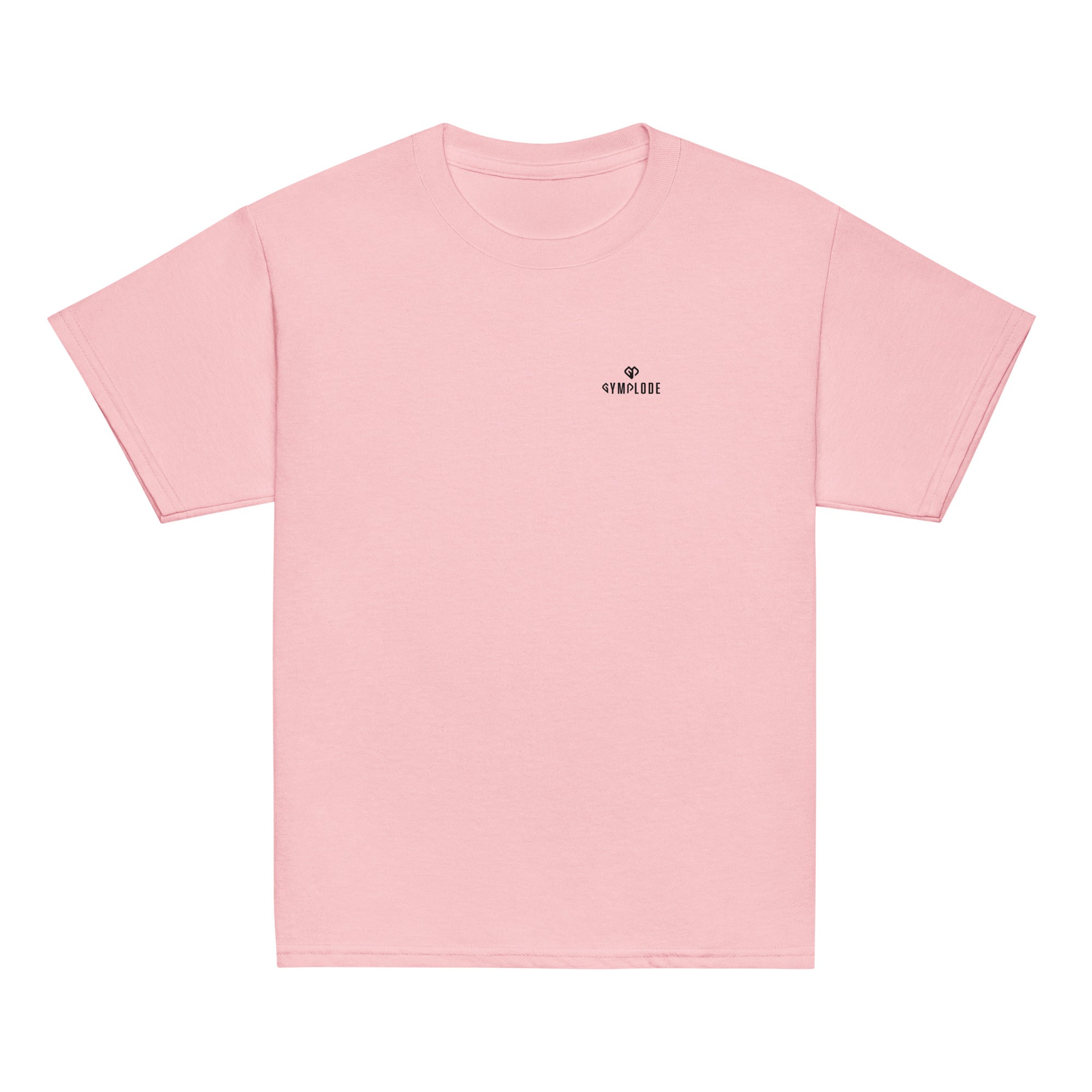 Youth classic fit unisex light pink t-shirt with Gymplode dual mark imprint