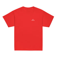Youth classic fit unisex red t-shirt with Gymplode dual mark imprint