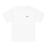 Youth classic fit unisex white t-shirt with Gymplode dual mark imprint