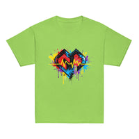 Youth hipster unisex lime Gymplode t-shirt with vibrant icon logo